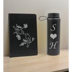 Bk Gift Sevgiliye Özel Isimli Siyah Defter ve Cam Matara Hediye Seti-6, Sevgiliye Hediye, Sevgililer Günü, Yeni iş hediyesi
