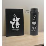 Bk Gift Sevgiliye Özel Isimli Siyah Defter ve Cam Matara Seti 11