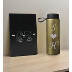 Bk Gift Sevgiliye Özel İsimli Siyah Defter ve Gold Cam Matara Hediye Seti 3 Sevgiliye Hediye Sevgililer Günü Yeni Iş Hediyesi
