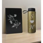 Bk Gift Sevgiliye Özel İsimli Siyah Defter ve Gold Cam Matara Hediye Seti 6 Sevgiliye Hediye Sevgililer Günü Yeni Iş Hediyesi