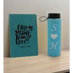 Bk Gift Sevgiliye Özel Isimli Turkuaz Defter ve Cam Matara Hediye Seti-15, Sevgiliye Hediye, Sevgililer Günü, Yeni Iş Hediyesi