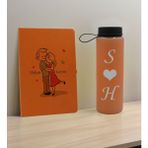 Bk Gift Sevgiliye Özel Isimli Turuncu Defter ve Somon Cam Matara Hediye Seti-10, Sevgiliye Hediye, Sevgililer Günü, Yeni Iş Hediyesi