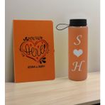 Bk Gift Sevgiliye Özel Isimli Turuncu Defter ve Somon Cam Matara Hediye Seti-12, Sevgiliye Hediye, Sevgililer Günü, Yeni Iş Hediyesi
