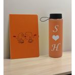 Bk Gift Sevgiliye Özel Isimli Turuncu Defter ve Somon Cam Matara Hediye Seti-8, Sevgiliye Hediye, Sevgililer Günü, Yeni Iş Hediyesi