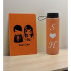 Bk Gift Sevgiliye Özel Isimli Turuncu Defter ve Somon Cam Matara Seti 1