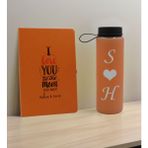 Bk Gift Sevgiliye Özel Isimli Turuncu Defter ve Somon Cam Matara Seti 7