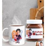Bk Gift Sevgiliye Özel Karikatürlü Kupa Ve Nutella 400gr. Hediye Seti, Sevgiliye Hediye, Sevgililer Günü Hediye, Doğum Günü Hediyesi-3