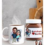 Bk Gift Sevgiliye Özel Karikatürlü Kupa Ve Nutella 400gr. Hediye Seti, Sevgiliye Hediye, Sevgililer Günü Hediye, Doğum Günü Hediyesi-4