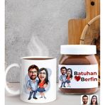 Bk Gift Sevgiliye Özel Karikatürlü Kupa Ve Nutella 400gr. Hediye Seti, Sevgiliye Hediye, Sevgililer Günü Hediye, Doğum Günü Hediyesi-5