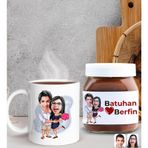 Bk Gift Sevgiliye Özel Karikatürlü Kupa Ve Nutella 400gr. Hediye Seti, Sevgiliye Hediye, Sevgililer Günü Hediye, Doğum Günü Hediyesi-6