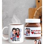 Bk Gift Sevgiliye Özel Karikatürlü Kupa Ve Nutella 400gr. Hediye Seti, Sevgiliye Hediye, Sevgililer Günü Hediye, Doğum Günü Hediyesi-7