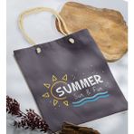 Bk Gift Yaz Temalı Antrasit Halat Saplı Kumaş Plaj Çantası -9 Baskılı Omuz Çantası