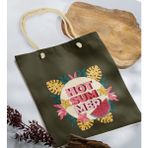 Bk Gift Yaz Temalı Haki Halat Saplı Kumaş Plaj Çantası -16 Baskılı Omuz Çantası