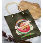 Bk Gift Yaz Temalı Haki Halat Saplı Kumaş Plaj Çantası -18 Baskılı Omuz Çantası