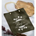 Bk Gift Yaz Temalı Isimli Haki Halat Saplı Kumaş Plaj Çantası -1 Baskılı Omuz Çantası
