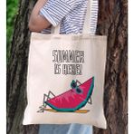 Bk Gift Yaz Temalı Kanvas Bez Plaj Çantası -10 Baskılı Omuz Çantası