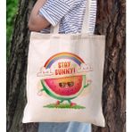 Bk Gift Yaz Temalı Kanvas Bez Plaj Çantası -18 Baskılı Omuz Çantası
