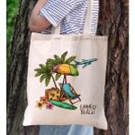 Bk Gift Yaz Temalı Kanvas Bez Plaj Çantası -3 Baskılı Omuz Çantası