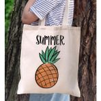 Bk Gift Yaz Temalı Kanvas Bez Plaj Çantası -4 Baskılı Omuz Çantası