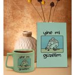 Bk Gift Yeşil Sert Kapaklı Defter ve Middle Kupa Seti, Arkadaşa Hediye, Yeni Iş Hediyesi, Doğum Günü Hediyesi-6