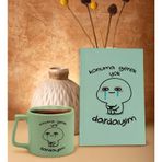 Bk Gift Yeşil Sert Kapaklı Defter ve Middle Kupa Seti, Arkadaşa Hediye, Yeni Iş Hediyesi, Doğum Günü Hediyesi-7