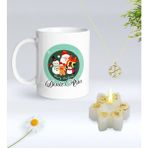 BK Gift Yılbaşı Hediyesi Bk Gift Kişiye Özel Yeni Yıl Tasarımlı Beyaz Kupa Bardak, Kar Tanesi Kolye ve Kar Tanesi Mum Hediye Seti-3, Sevgiliye Hediye, Arkadaşa Hediye