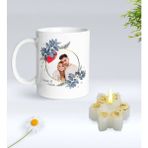 BK Gift Yılbaşı Hediyesi Bk Gift Kişiye Özel Yeni Yıl Tasarımlı Beyaz Kupa Bardak ve Kokulu Kar Tanesi Mum Hediye Seti-1, Sevgiliye Hediye, Arkadaşa Hediye