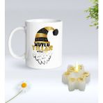 BK Gift Yılbaşı Hediyesi Bk Gift Kişiye Özel Yeni Yıl Tasarımlı Beyaz Kupa Bardak ve Kokulu Kar Tanesi Mum Hediye Seti-6, Sevgiliye Hediye, Arkadaşa Hediye