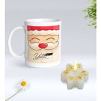 BK Gift Yılbaşı Hediyesi Bk Gift Kişiye Özel Yeni Yıl Tasarımlı Beyaz Kupa Bardak ve Kokulu Kar Tanesi Mum Hediye Seti-9, Sevgiliye Hediye, Arkadaşa Hediye