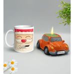 BK Gift Yılbaşı Hediyesi Bk Gift Kişiye Özel Yeni Yıl Tasarımlı Beyaz Kupa Bardak ve Plakalı Nostaljik Vosvos Mum Hediye Seti-9, Sevgiliye, Arkadaşa Hediye