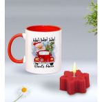 BK Gift Yılbaşı Hediyesi Bk Gift Kişiye Özel Yeni Yıl Tasarımlı Kırmızı Kupa Bardak ve Kırmızı Kar Tanesi Kokulu Mum Hediye Seti-2, Sevgiliye, Arkadaşa Hediye