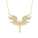 BK Gift Zirkon Taşlı Gold Melek Kolye