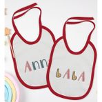Bk Kids Anne ve Baba Tasarımlı 2’li Kırmızı Mama Önlüğü-1 - Beyaz - 0 - 2 Yaş