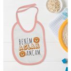 BK Kids Aslan Amcam Tasarımlı Beyaz Bebek Mama Önlüğü