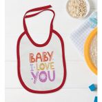 Bk Kids Baby I Love You Tasarımlı Kırmızı Bebek Mama Önlüğü-1 - 0 - 2 Yaş - Beyaz
