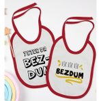 Bk Kids Bezdum Tasarımlı 2’li Kırmızı Mama Önlüğü-1 - Beyaz - 0 - 2 Yaş