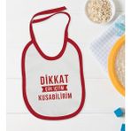 Bk Kids Dikkat Çok Içtim Tasarımlı Kırmızı Bebek Mama Önlüğü-1 - 0 - 2 Yaş - Beyaz