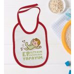 BK Kids Ep İsterim Tasarımlı Kırmızı Bebek Mama Önlüğü