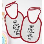 Bk Kids Keep Calm Tasarımlı 2’li Kırmızı Mama Önlüğü-1 - Beyaz - 0 - 2 Yaş