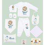 Bk Kids Kişiye Özel 10 Parça Beyaz Hastane Çıkışı Battaniye ve Yastık Hediye Seti, Yeni Doğan Bebek Giyim Hediyesi-8 - Yenidoğan