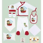 Bk Kids Kişiye Özel 10 Parça Kırmızı Hastane Çıkışı Battaniye ve Yastık Hediye Seti, Yeni Doğan Bebek Giyim Hediyesi-1 - Yenidoğan - Renkli