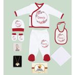 Bk Kids Kişiye Özel Kırmızı Yeni Doğan Hastane Çıkışı, Anneye Hediye, Isimli Melek Kanadı Kolye, 9 Parça Bebek Hediye Seti-5 - Yeşil - Sarı
