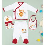 Bk Kids Kişiye Özel Kırmızı Yeni Doğan Hastane Çıkışı, Anneye Hediye, Zirkon Taşlı Melek Kolye, 9 Parça Bebek Hediye Seti-4 - Renkli