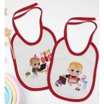 Bk Kids Mini ve Little Boss Tasarımlı 2’li Kırmızı Mama Önlüğü-1 - Altın - 0 - 2 Yaş