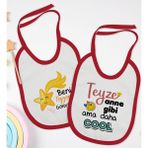 Bk Kids Teyze Tasarımlı 2’li Kırmızı Mama Önlüğü-1 - Altın - 0 - 2 Yaş