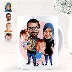 BK Kişiye Özel Aile 3 Karikatürlü Beyaz Kupa Bardak