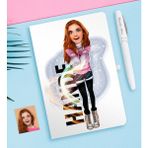 BK Kişiye Özel Barbie Bebek Karikatürlü Beyaz Defter ve Kalem Hediye Seti-1