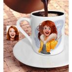 BK Kişiye Özel Barbie Bebek Karikatürlü Türk Kahvesi Fincanı-7 - Beyaz