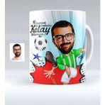 BK Kişiye Özel Bay Futbolcu Yeşil Beyaz Karikatürlü Beyaz Kupa Bardak