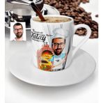 BK Kişiye Özel Bay Kebapçı Ustası Karikatür Türk Kahvesi Fincanı - 1 - Beyaz